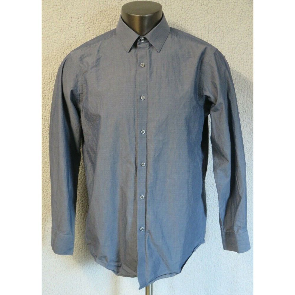 Mens Hart Schaffner Marx Blue Geometric Dress Shirt Size L Cotton Button Front‎